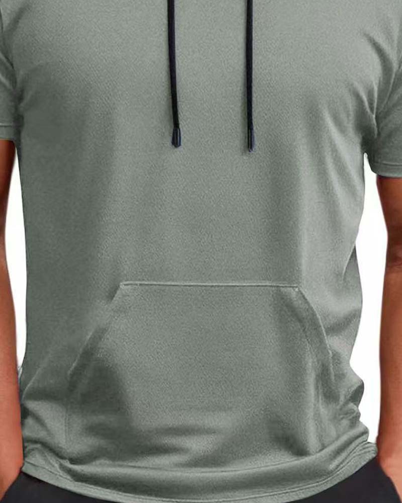 T-Shirt Hoodie Snabbtorka Kort Ärm