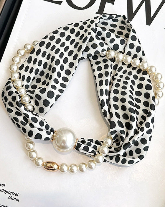 Halsband Lång Pärlprydd Silke