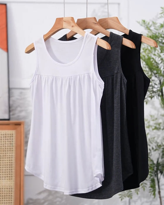 Tredelad set Ärmlös Plisserad Löst sittande väst