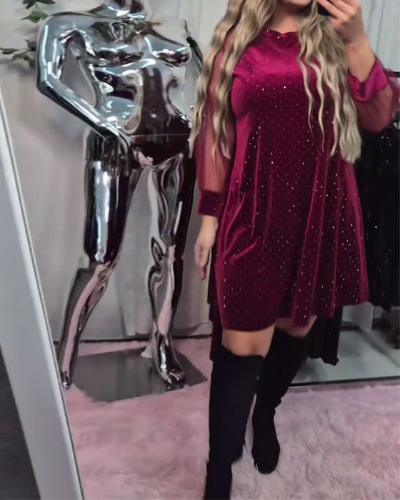 Klänning Nät Långärmad Elegant