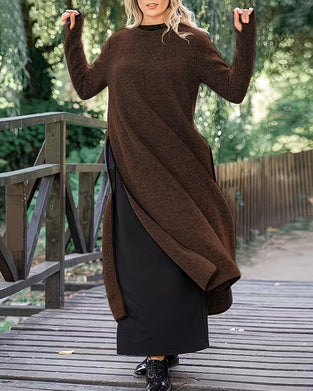 Klänning Casual Varm Sidslit Lång