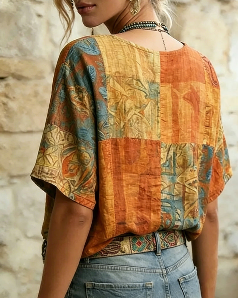Blus Vintage Trollsländeprint Casual
