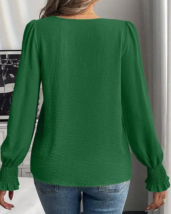 Dam Topp i Enfärgad Vardagsstil med Rund Hals