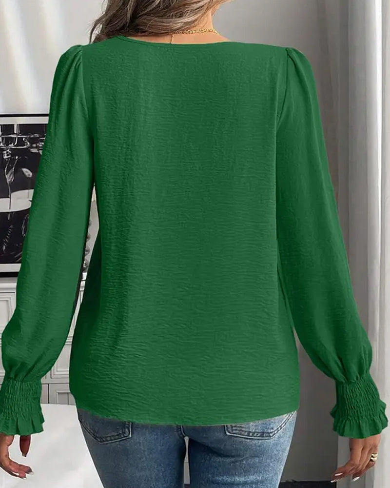 Dam Topp i Enfärgad Vardagsstil med Rund Hals