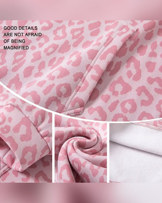 Hoodie Huva Leopard Ficka Löst