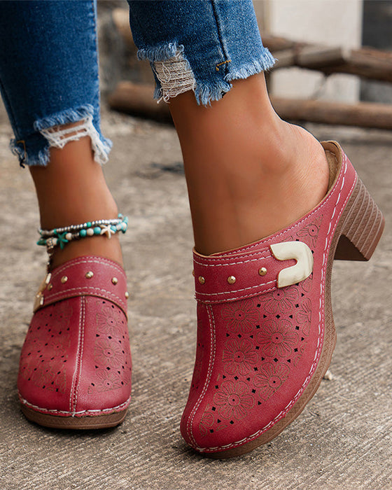 Sandaler Täckt Tå Kraftig Klack Slip-On