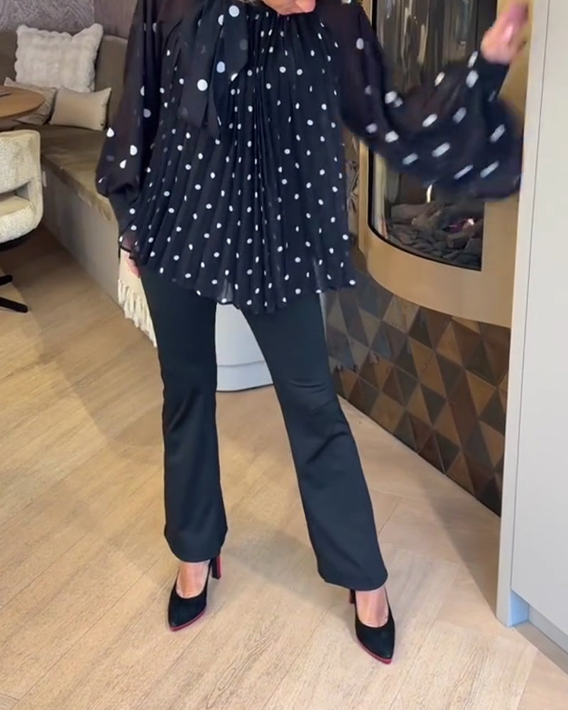 Långärmad Blus Med Ballongärmar Och Band