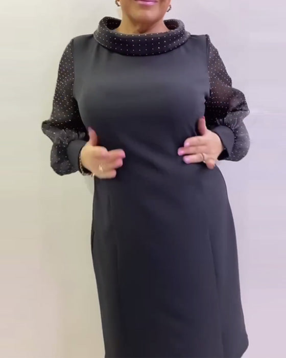 Klänning Lykta Ärm Nät Lapptäcksarbete