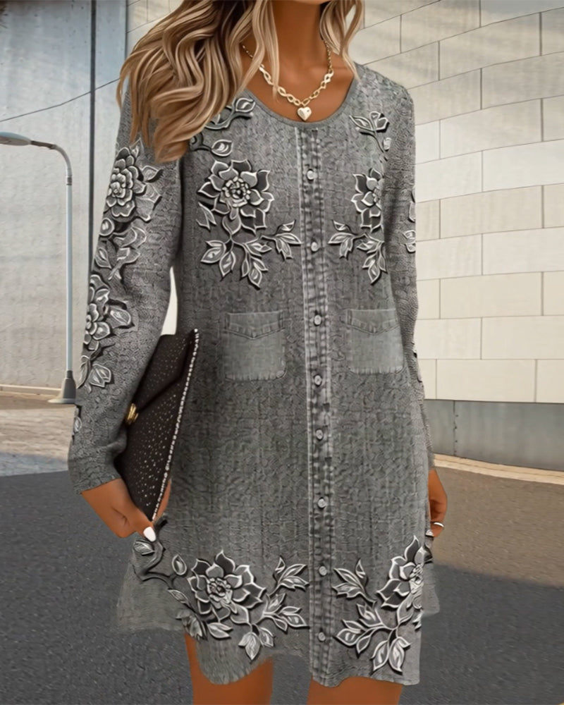 Klänning Positionerad Tryckt A-Hem