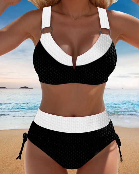 Bikini Bralette Kontrast Hög Midja
