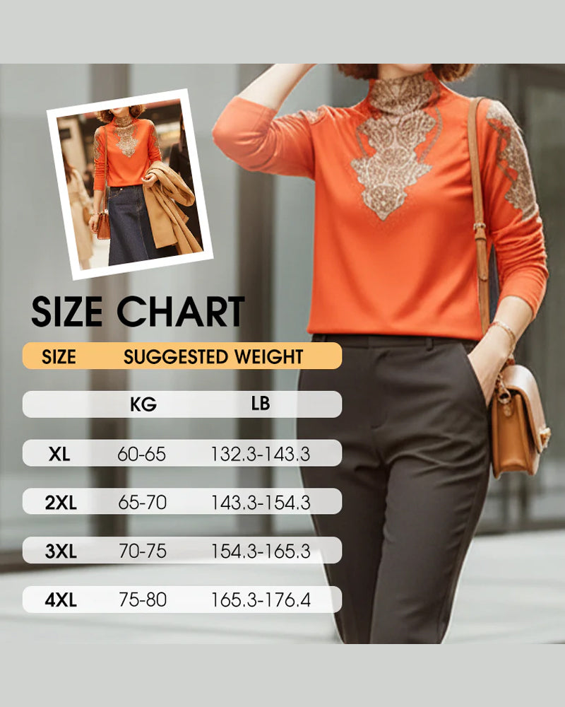 Topp Elegant Tryckt Åtsittande Dam Ståkrage