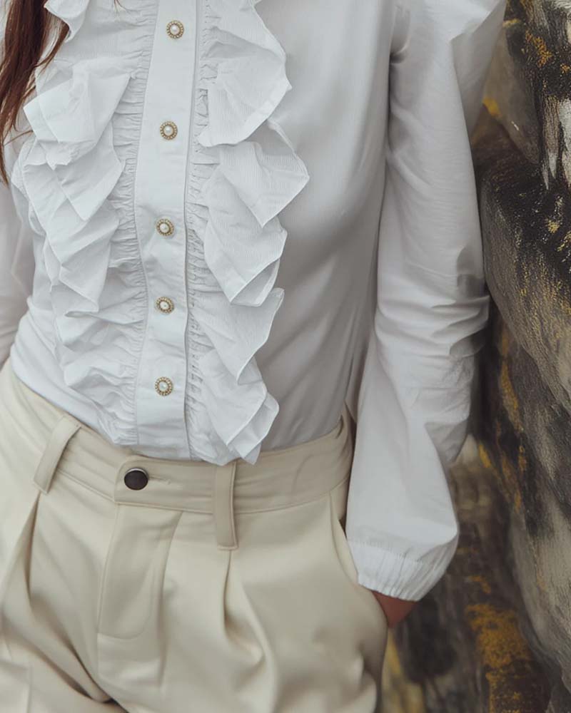 Blus Fransk Spets Rysch