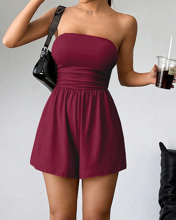 Jumpsuit Bandeau Stil Ett Stycke Kort
