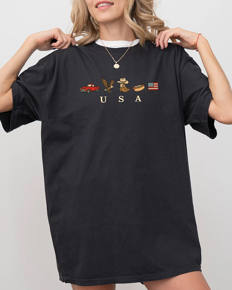 T-Tröja Casual Loose-Fit Texttryck