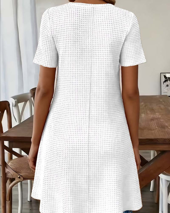 T-Shirt Vaffel Henley Hals Midi