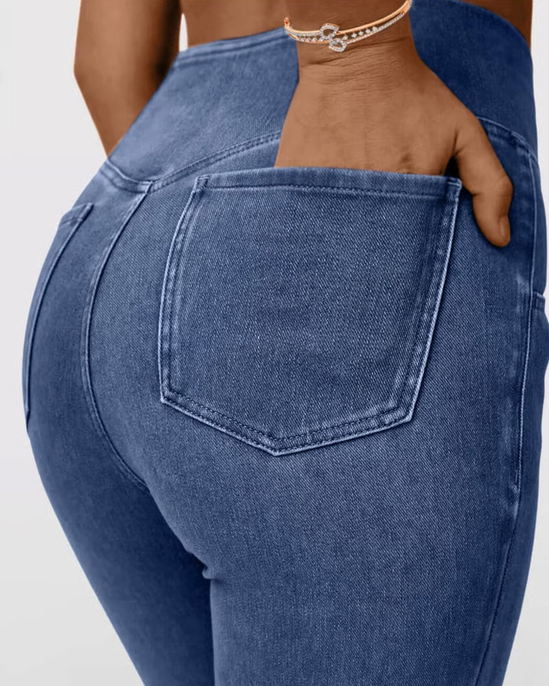 Byxa Hög Stretch Mode Ficka Flare