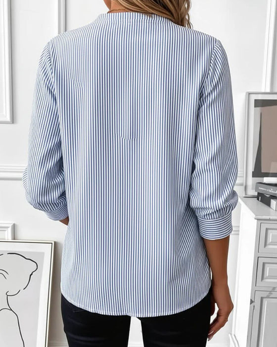 Blus Randig Patchwork Dragkedja Upp