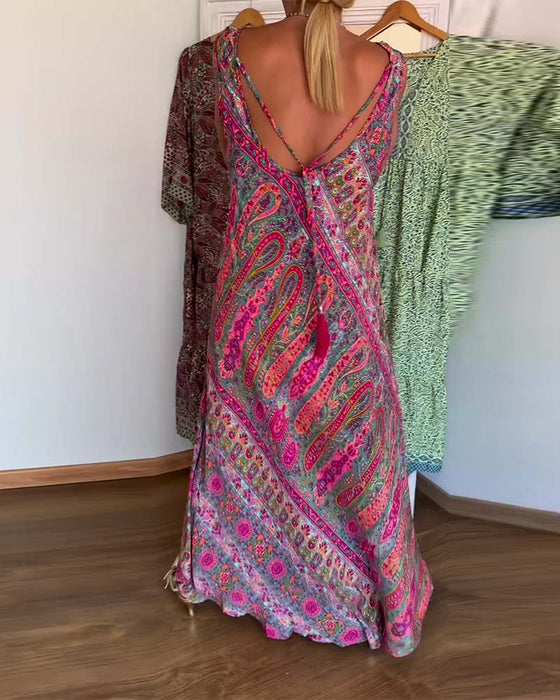 Klänning Ärmlös Löst Kaschmir Tryck