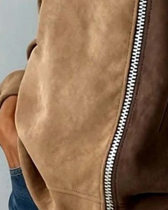 Hoodie Huvförsedd Dragsko Kontrast Dragkedja