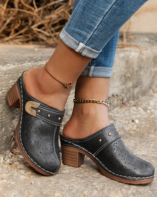 Sandaler Täckt Tå Kraftig Klack Slip-On