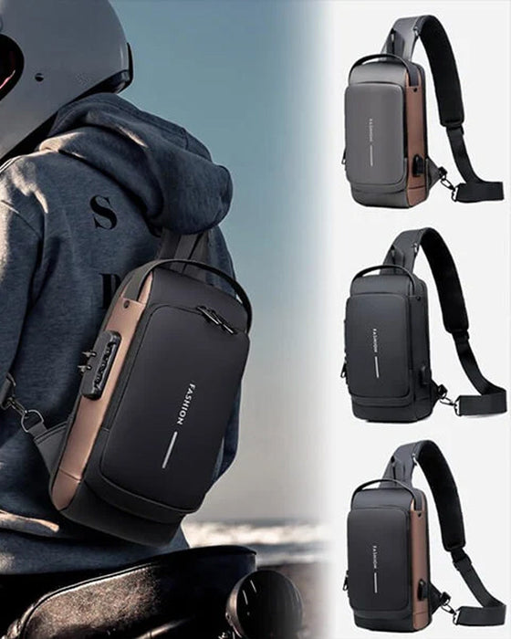 Stöldskyddande bröstväska med lösenord