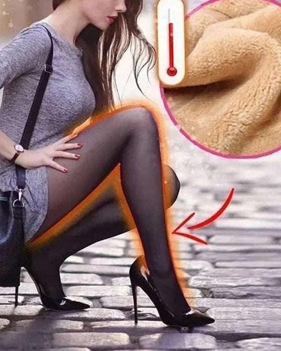 Falska genomskinliga varma plyschfodrade elastiska strumpbyxor