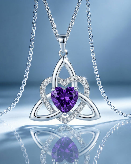 Födelsesten Keltisk Treenighetsknut Hjärta Halsband ✨ Hjärtformad Keltisk Treenighetsknut Födelsesten Hänge