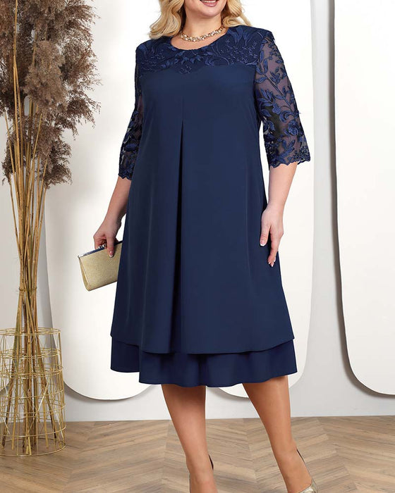 Klänning avslappnad lös broderad chiffong