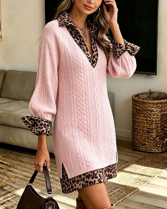 Klänning Slag Leopard Mode Slits