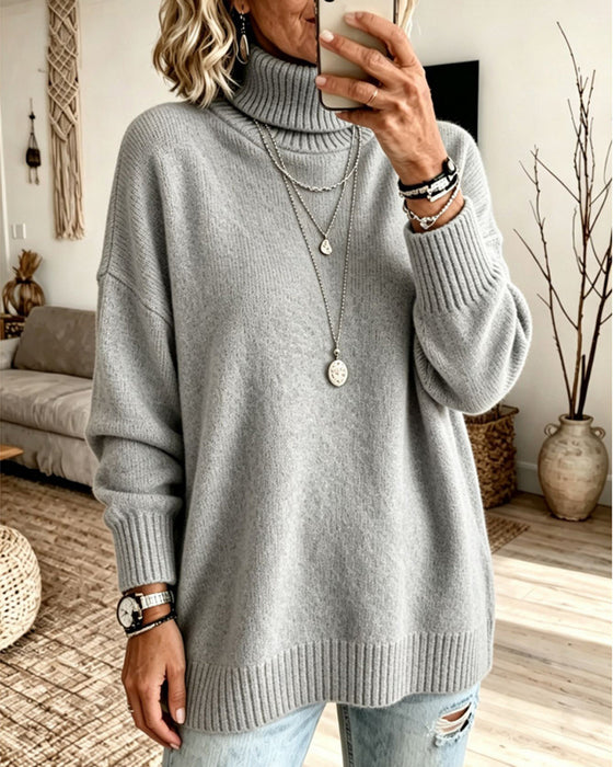 Pullover Hög Halsning Lös