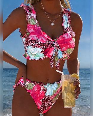 Bikinis Blommig Leopard Lapptäcke