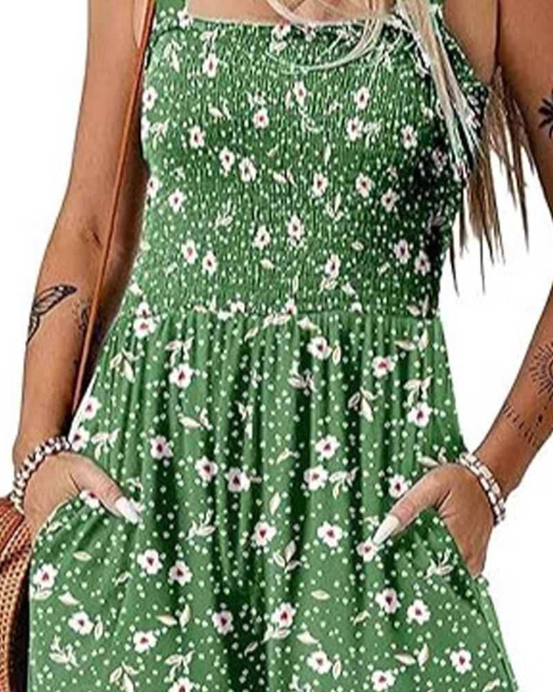 Hoppdräkt blommig avslappnad bandshorts
