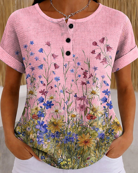 Topp Henley Vildblomma Daisy Våffla