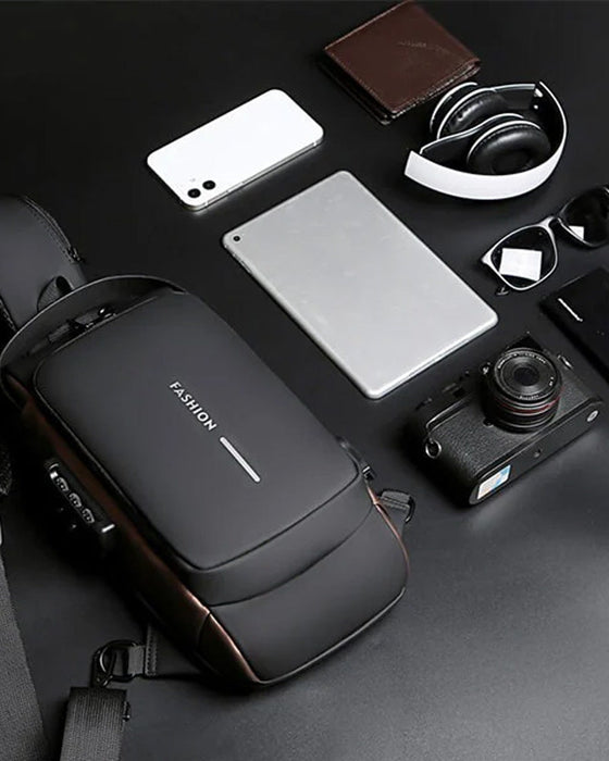 Stöldskyddande bröstväska med lösenord