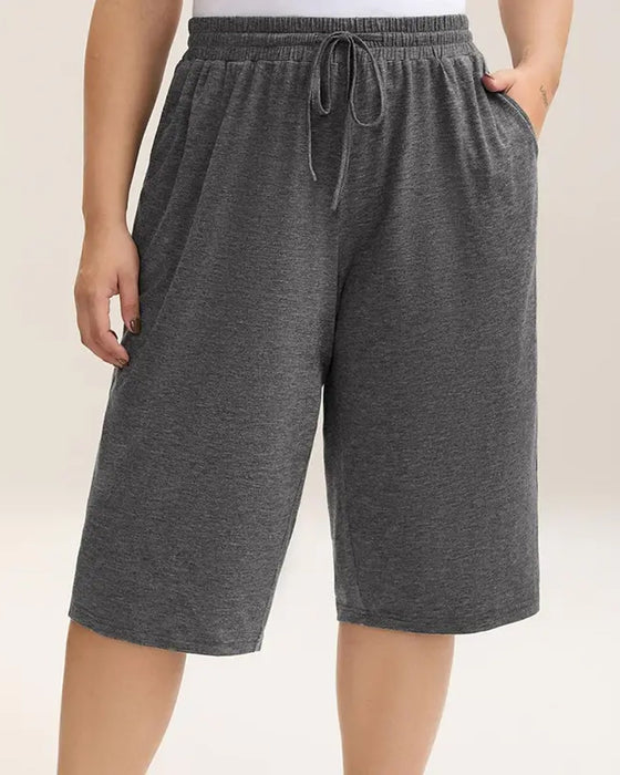Enfärgade Shorts Med Dragsko