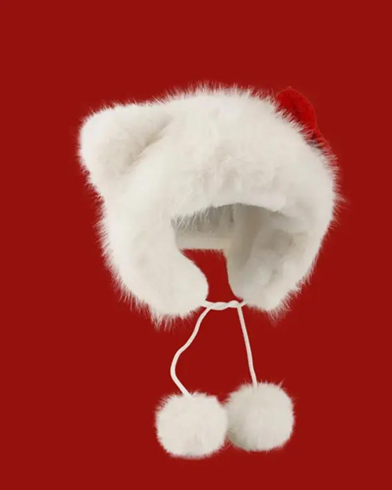Hatt Söt Kattöra Design Pom Pom Dekor Päls