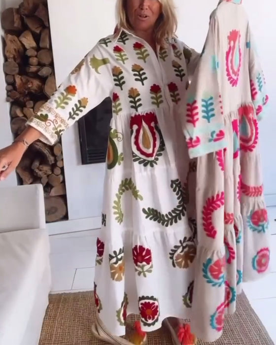 Klänning Blommigt Grafiskt Tryck