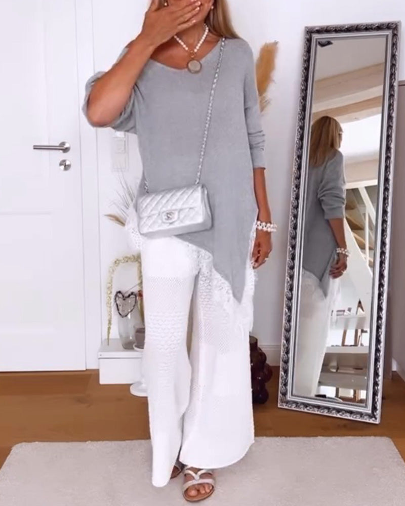 Pullover Off-Shoulder Fåll Oregelbunden
