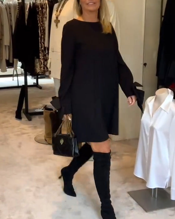 Klänning Modigt Rund Halsklaff Slängärm