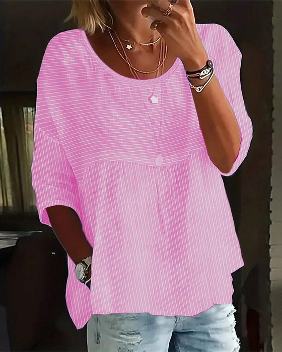 Randig topp med rund halsringning