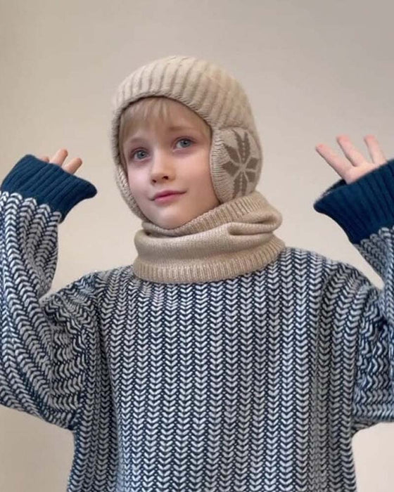 Vinter mössa halsduk uppsättningar varm stickad mössa