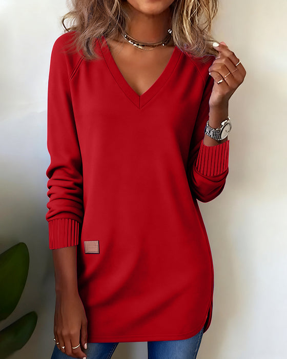 Modernt Sweatshirt Med V-Ringning