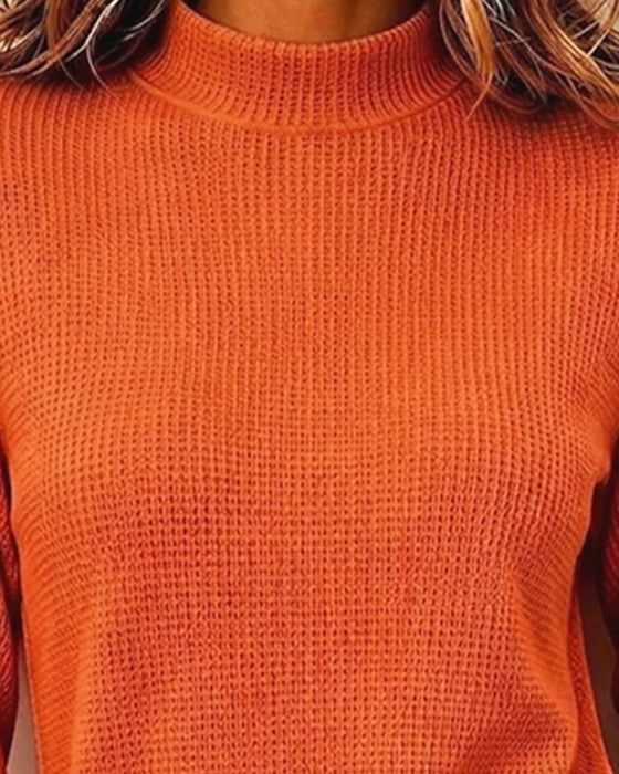 Blus Casual Mock Neck Lång Ärm