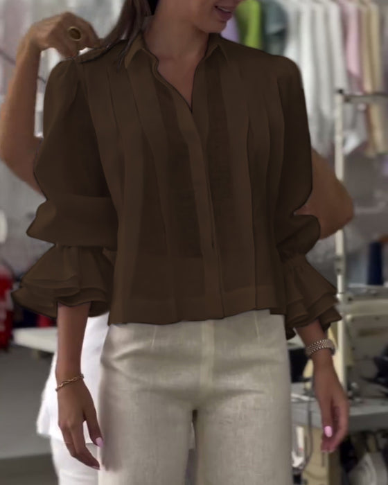 Skjort Puffärm Rysch