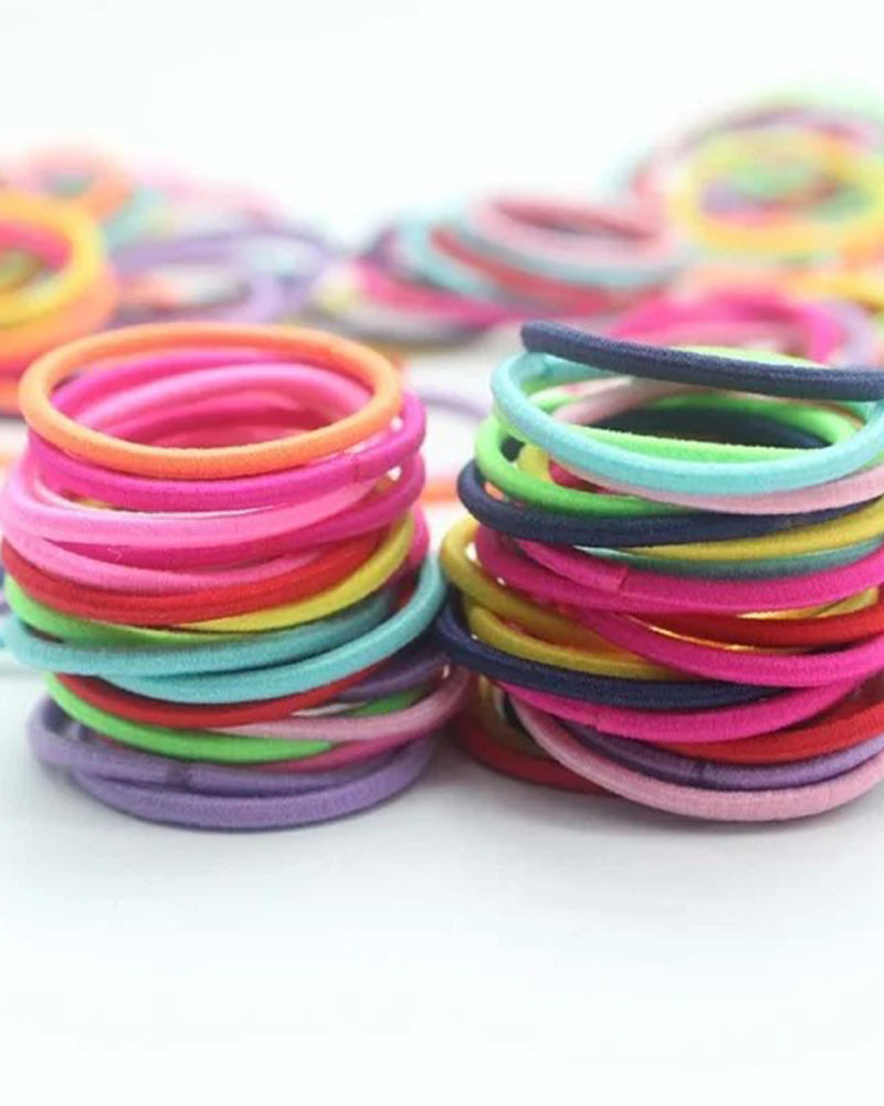 Hårsnoddar 100 St Set Färgglada Flickor Elastiska