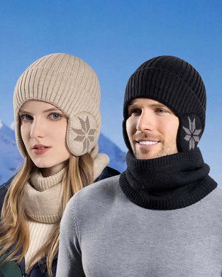 Vinter mössa halsduk uppsättningar varm stickad mössa