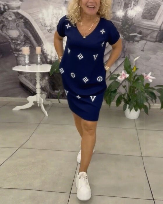 Klänning Mode V-Ringning Kortärmad