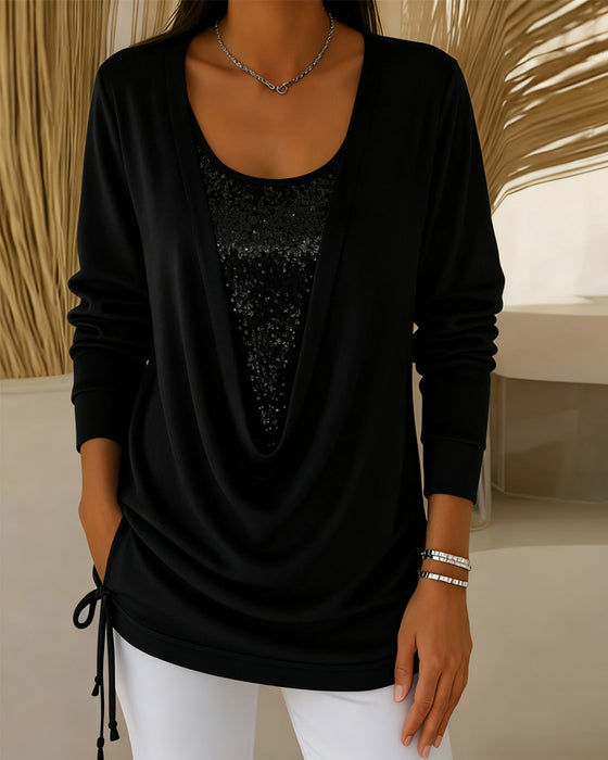 Paljettopp I Kontrastfärg Med Tvådelad Look