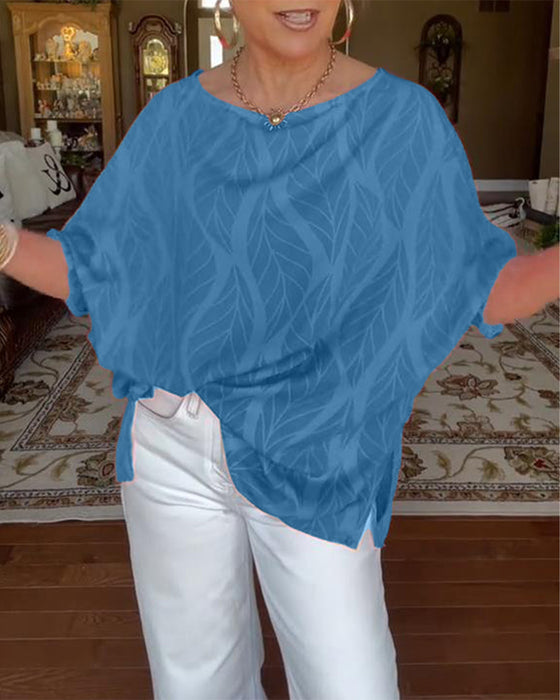 Blus Rund Hals Lös Tryck