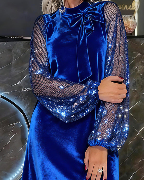 Elegant Klänning Med Lyktärmar Och Lappverk